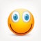 Smiley, yellow face with emotions.Realistic emoji. Sad or happy,angry emoticon mood.Cartoon character.Vector