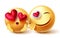 Smileys couple vector concept design. Emoji 3d proposing smiley character with engagement ring for valentines present gift.