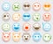 Smileys face vector emoticons set in white flat icon sticker