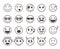 Smileys faces flat line vector icons set with funny facial expressions