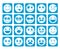 Smileys faces vector icons in square flat blue buttons with emotions