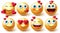Smileys valentines emoji vector set. Inlove 3d emoji characters with hearts element in yellow faces reaction for graphic design.