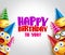 Smileys vector background with happy birthday greeting