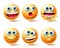Smileys vector character set. Smiley 3d emoticon with smiling, shouting and teary eyed facial expressions isolated.
