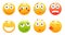 Smileys vector set. Smiley face or yellow emoticons with facial expressions and emotions like happy, shouting, confused