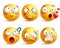 Smileys vector set. Yellow smiley face or emoticons with facial expressions