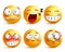 Smileys vector set. Yellow smiley face or emoticons with facial expressions