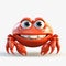 Smiling 3d Orange Crab: Playful Pixar Character Design