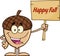 Smiling Acorn Cartoon Character Holding A Wooden Board With Text Happy Fall