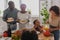 Smiling african american family serving thanksgiving