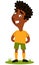 Smiling african cartoon football field player standing on football field