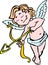 Smiling Angel Cupid with bow and arrow in the color of for Valentine\'s day