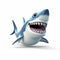 Smiling Animated White Shark With Blue Eyes - Action-packed Cartoon Style