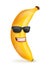 Smiling banana cartoon character sunglasses 3d food icon design vector illustration