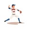 Smiling Baseball Player Throwing Ball, Softball Athlete Character in Uniform, Side View Vector Illustration