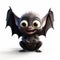 Smiling Bat Baby In Pixar Style On White Background