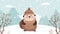 Smiling Beaver in Winter Attire Cartoon Illustration