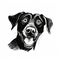 Smiling Black Dog: Darkroom-inspired Digital Illustration With Neo-expressionist Intensity