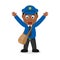 Smiling Black Mailman Cartoon Character