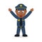 Smiling Black Policeman Cartoon Character