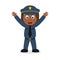 Smiling Black Policewoman Character