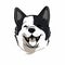 Smiling Black And White Dog Logo With Teethcore And Graphic Design-inspired Illustrations