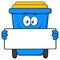 Smiling Blue Recycle Bin Cartoon Mascot Character