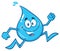 Smiling Blue Water Drop Cartoon Mascot Character Running