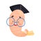 Smiling Bookworm Crawling Wearing Graduation Hat Vector Illustration