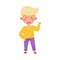 Smiling Boy Character Greeting Waving Hand and Saying Hi Vector Illustration