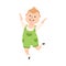 Smiling Boy Happily Jumping, Joyful Kid Having Fun Cartoon Style Vector Illustration