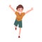 Smiling Boy Running with Arms Outstretched, Happy Rejoicing Teenage Boy Character Vector Illustration