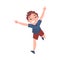 Smiling Boy Running with Raising Hands Up, Happy Rejoicing Schoolkid Character Vector Illustration