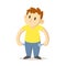 Smiling boy showing his empty pockets, poor, broke young man. Cartoon character design. Flat vector illustration