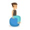 Smiling boy sitting on a pilates ball. Colorful cartoon character vector Illustration