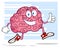 Smiling Brain Cartoon Character Jogging And Giving A Thumb Up