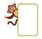 Smiling brown monkey with brown eyes hanging on a billboard - vector