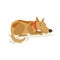 Smiling Brown Pet Dog Laying, Animal Emotion Cartoon Illustration