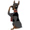 Smiling brutal cool cartoon dog doberman dressed in leather jack