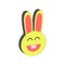 Smiling Bunny symbol. Flat Isometric Icon or Logo. 3D Style Pict