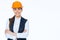 Smiling Business woman engineer isolated portrait