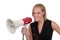 Smiling Business Woman With Megaphone 1