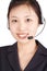 Smiling call center agent