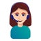 Smiling call center operator icon, cartoon style