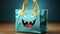 Smiling cartoon carrying shopping bag, bringing cheerful happiness generated by AI