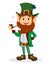 Smiling cartoon character leprechaun with green hat and smoking