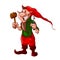 Smiling cartoon christmas elf or a dwarf