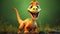 Smiling Cartoon Dinosaur In Disney Pixar Style
