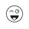 Smiling Cartoon Face Show Tongue Positive People Emotion Icon