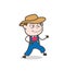 Smiling Cartoon Farmer Character in Running Pose